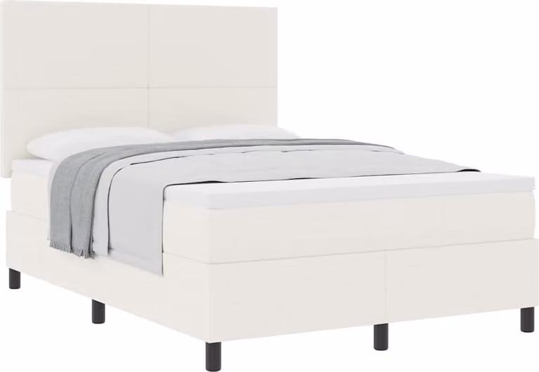 Letto a molle Crema e Bianco 160 x 200 cm Tessuto in Cords