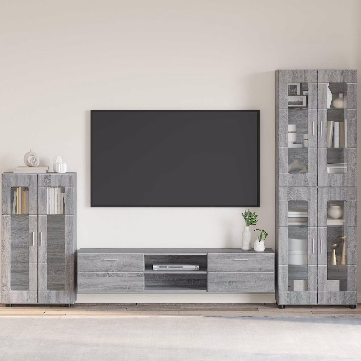 vidaXL Credenza FLORIN in stile moderno, colore Sonoma grigio, L: 55,5 cm, P: 29 cm, H: 100 cm