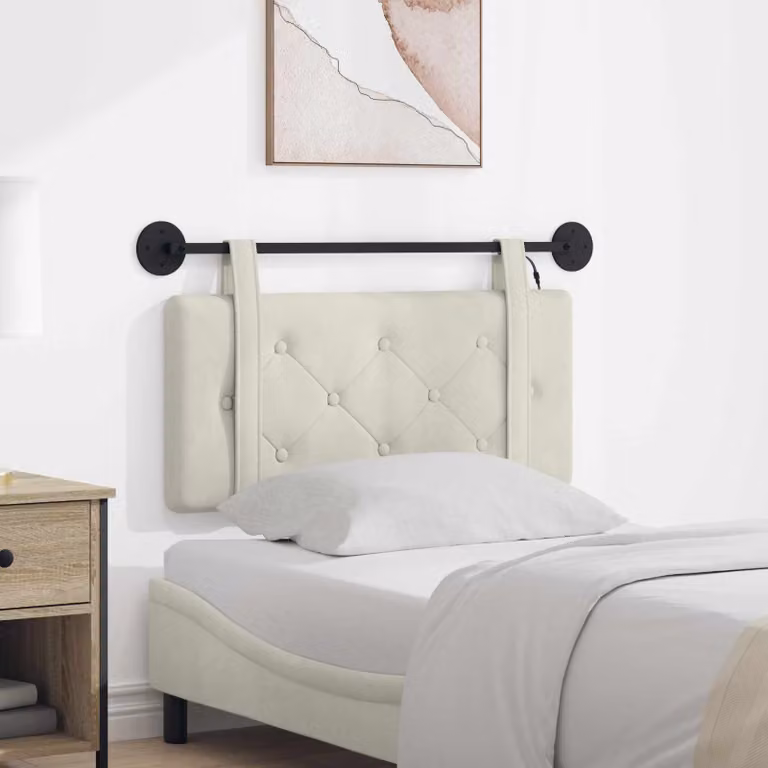 Testiera sospesa vidaXL in velluto beige con luce LED integrata