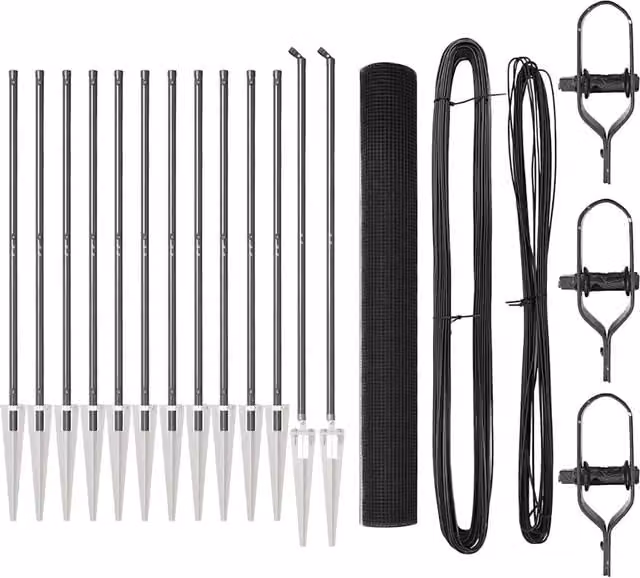 Recinzione da giardino in rete saldata con punte in acciaio e rivestimento in PVC grigio, da installare nel terreno, H: 120 cm, L: 27 cm, P: 3,2 cm