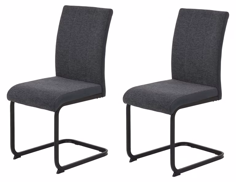 Set di 2 sedie da pranzo a dondolo modello Linn, colore antracite/nero, capacità massima di 140 kg