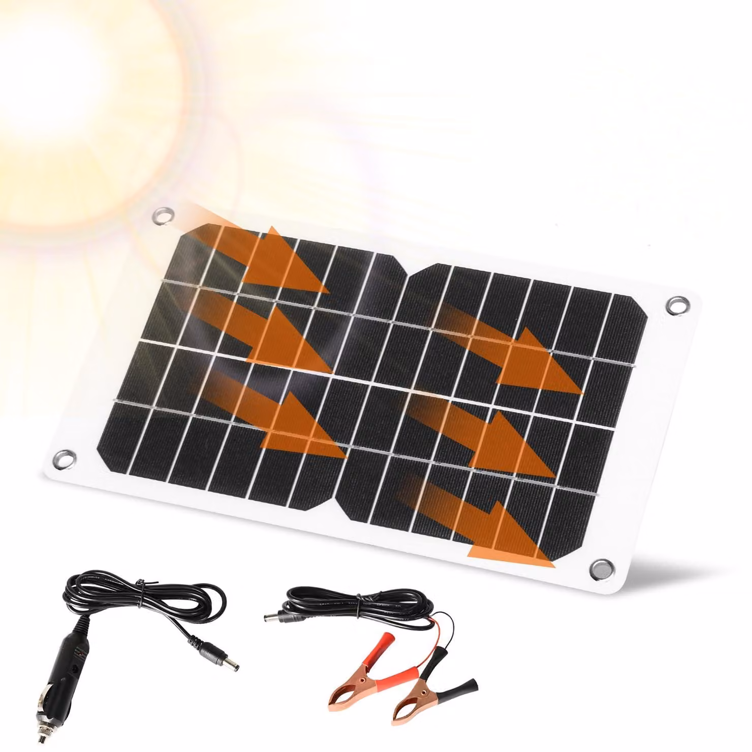 Modulo solare portatile da 12V e 20W con morsetto, dimensioni 310x190 mm