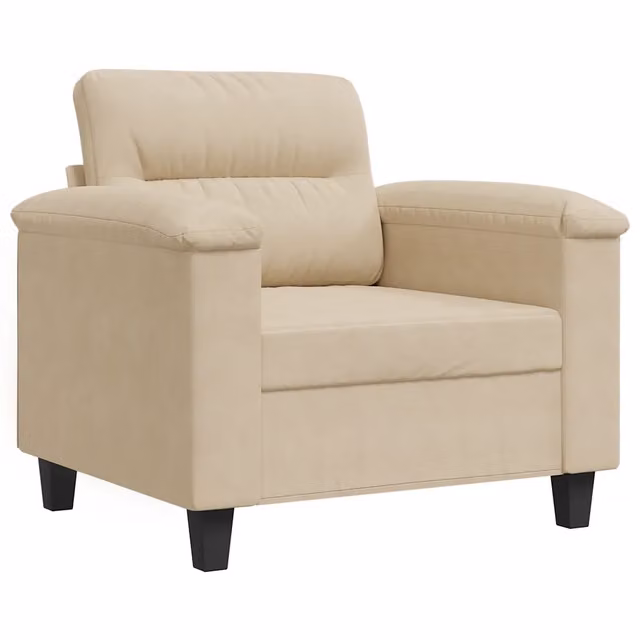 Poltrona Relax Beige in Microfibra con Braccioli e Struttura in Metallo
