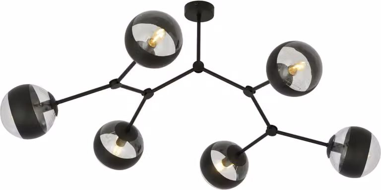 Lampadario Emibig 6xE14 40W SPACE 6 NERO/RIGHE 1135/6