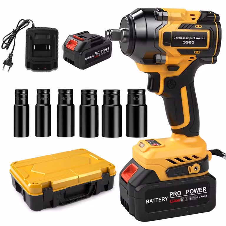 Chiave a percussione wireless - 21 Volt, coppia elevata - Potenza: 650 Nm - Attacco: 1/2 pollici - Materiale: metallo - Adatta per uso automobilistico e domestico