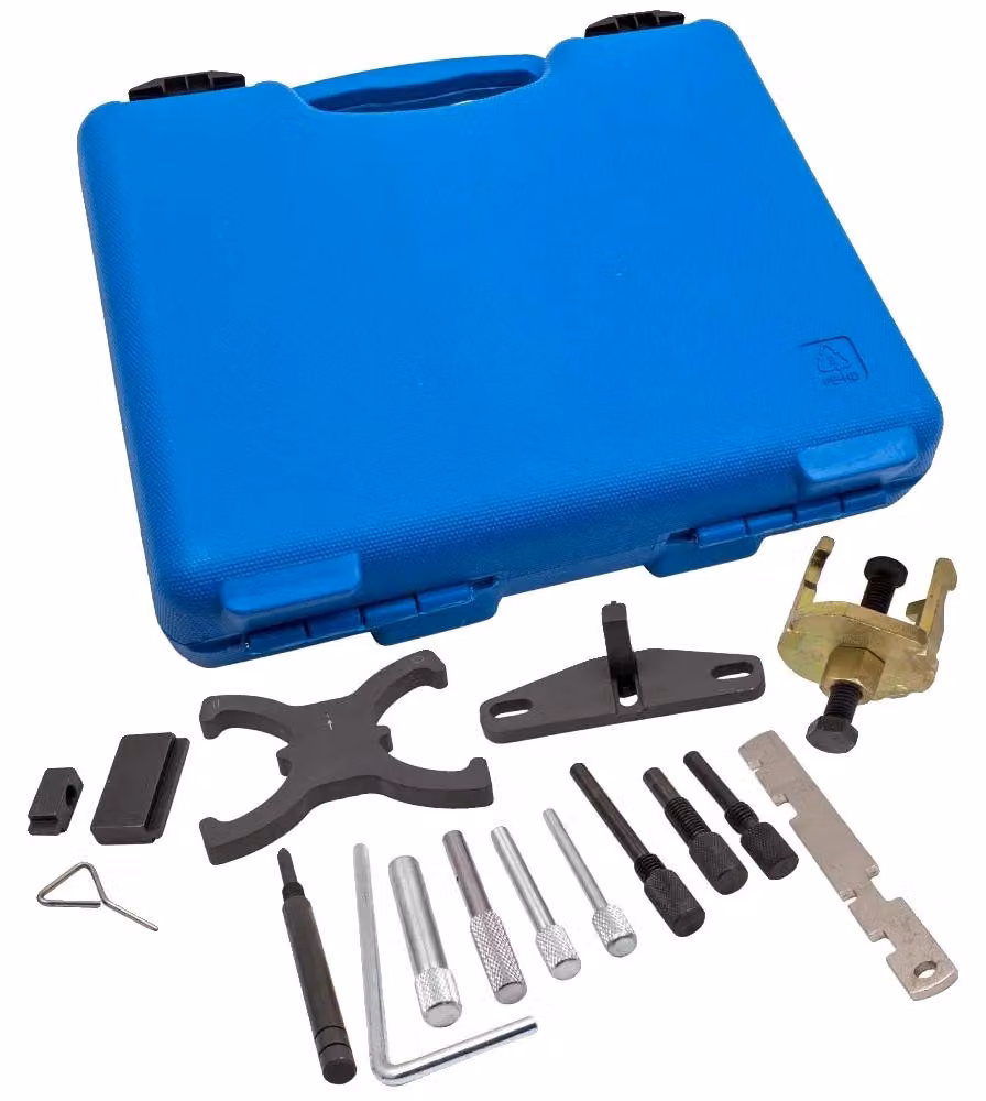 Set di strumenti per la fasatura, realizzato in acciaio per utensili ad alte prestazioni, compatibile con modelli Ford e Mazda, blocco di fissaggio per l'albero motore al punto morto superiore, set completo di 16 pezzi, progettato con precisione