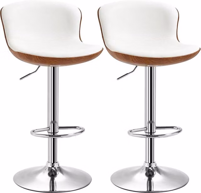 Set di 2 Sgabelli da Bar Xylo con Seduta Girevole e Altezza Regolabile in Metallo Colore Crema