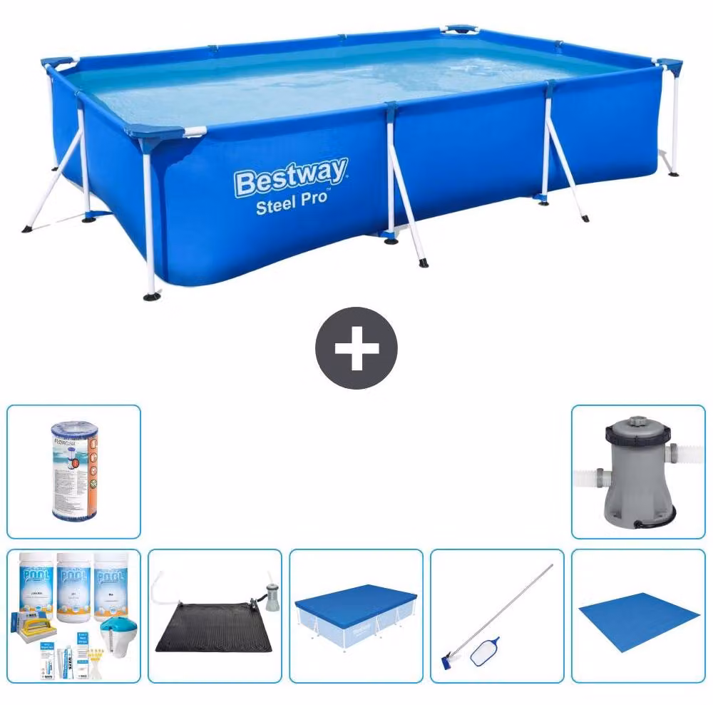 Bestway Steel Pro, piscina rettangolare - 300x201x66 cm - 8 pezzi - Modello S21544
