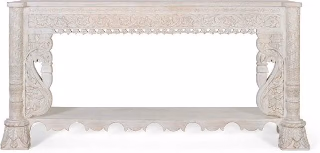 Consolle rettangolare in legno di mango Giner Y Colomer colore bianco, L 90 cm x P 40 cm x H 40 cm