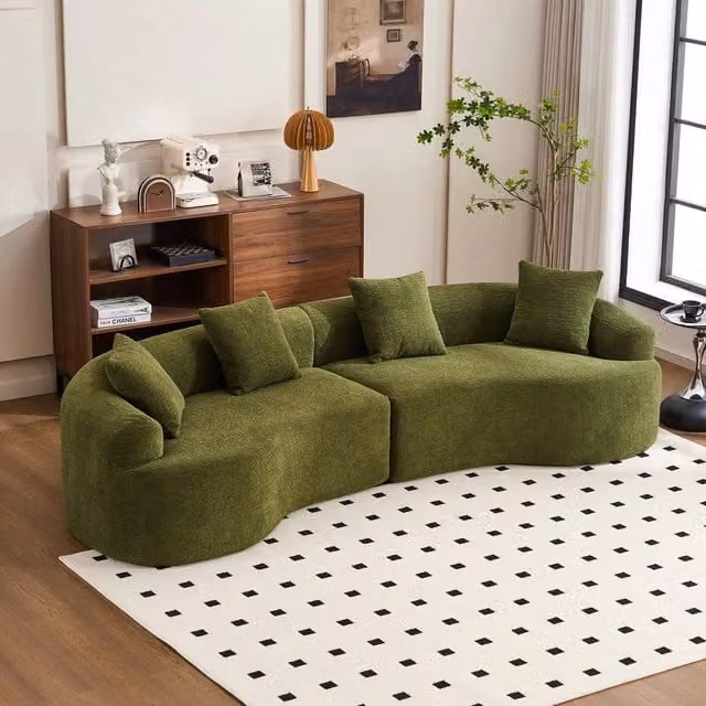 Divano 4 posti ¨C Minimal ¨C verde tessuto imbottito comodo salvaspazio