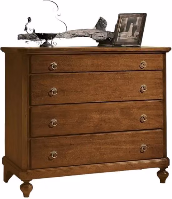 Cassettiera classica con 4 cassetti in legno massello Mobili 2G tinta noce L: 119 cm, P: 52 cm, H: 101 cm – 3