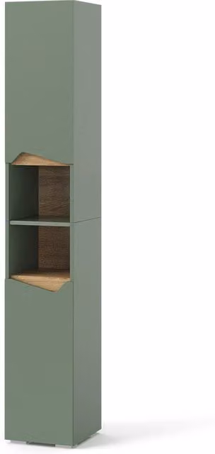 Mobile da bagno Vicco Marelle Verde e Rovere con ante e vani aperti L: 30 cm, H: 180 cm, P: 35 cm