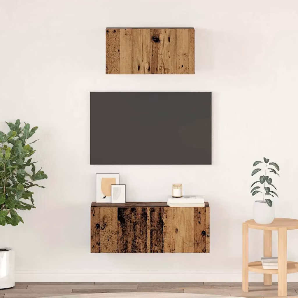 Set di 2 mobili TV moderni vidaXL in legno ingegnerizzato marrone L/P/H: 80 x 30 x 30 cm