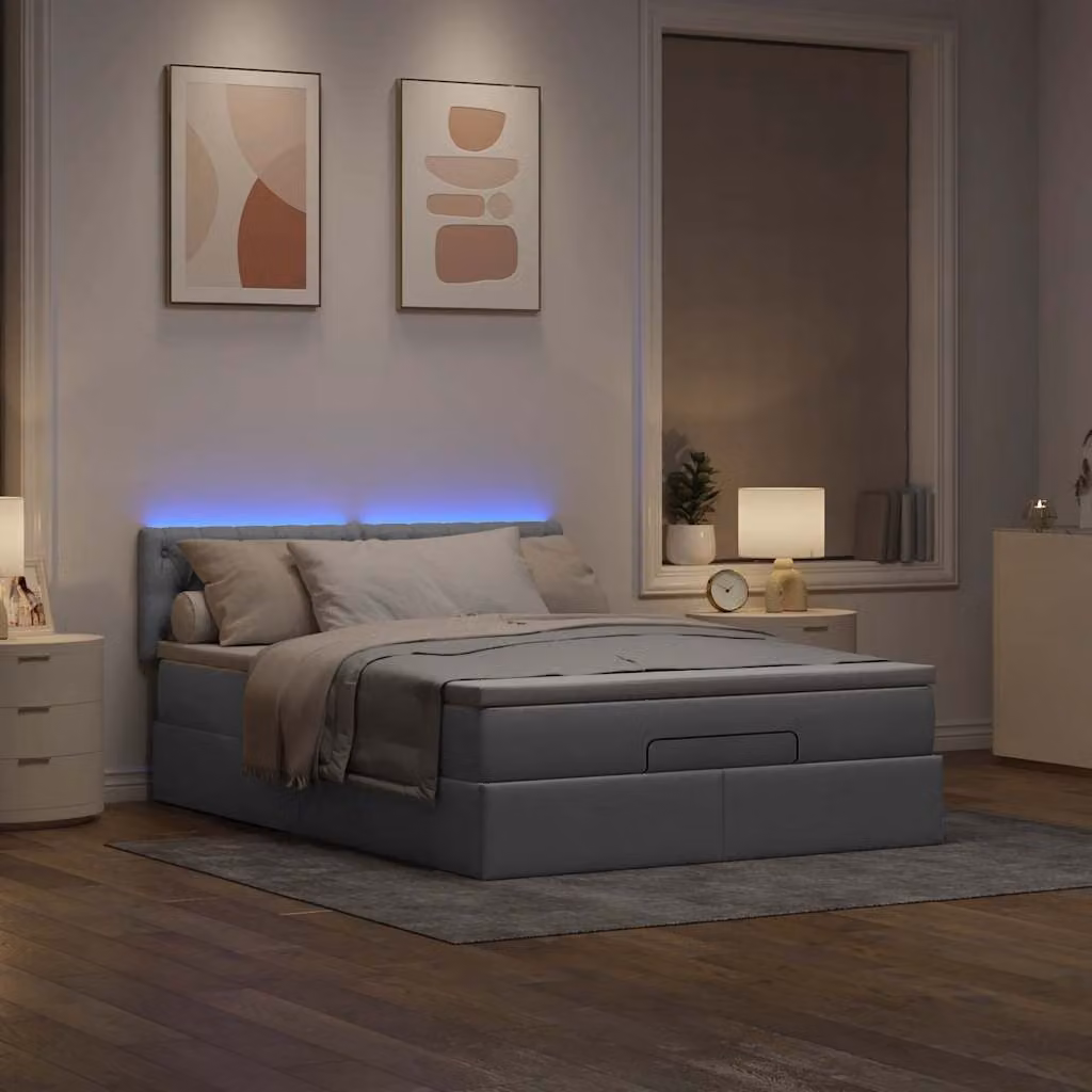 Maison Exclusive - Pouf Letto con Materasso e LED Grigio Chiaro 140x190 cm