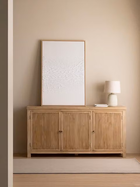 Credenza Mink 170 in legno di mango massiccio Kenay Home, colore marrone e beige, stile scandinavo