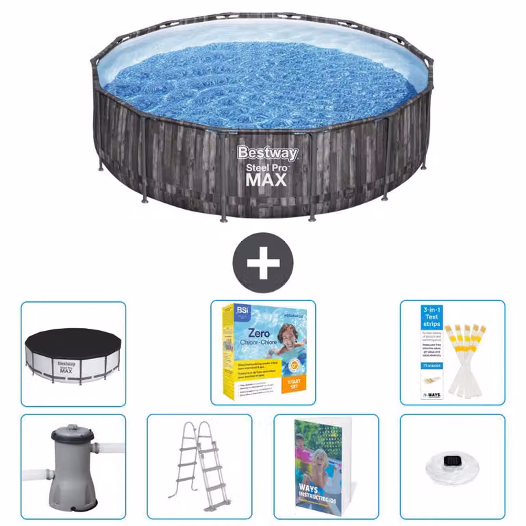 Piscina gonfiabile Bestway Steel Pro MAX, rotonda, 427x107 cm, composta da 6 parti, modello S526