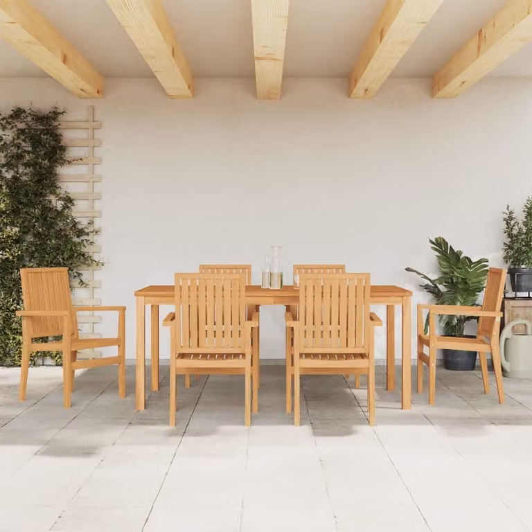 Set da pranzo da giardino vidaXL in legno di teak marrone, 7 pezzi