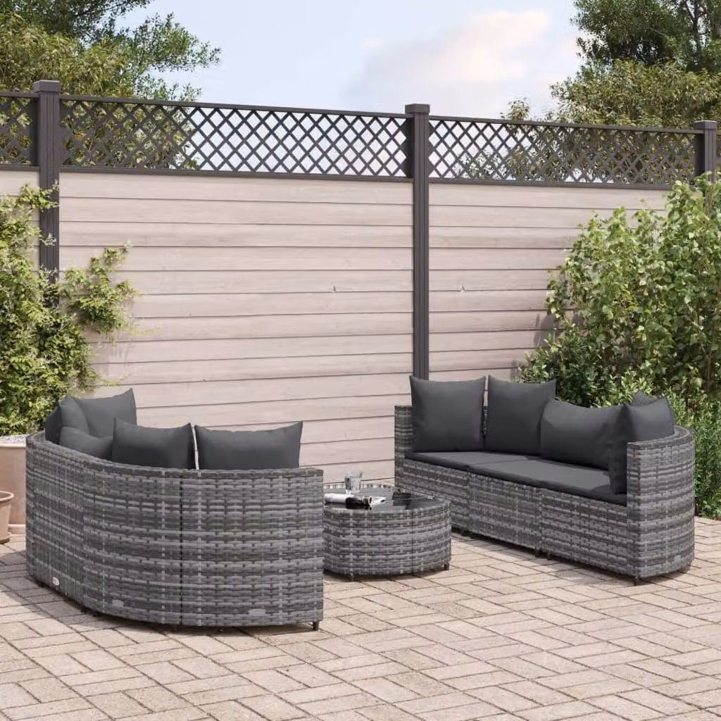 Maison Exclusive - Set da giardino 7 pezzi con cuscini in polyrattan grigio