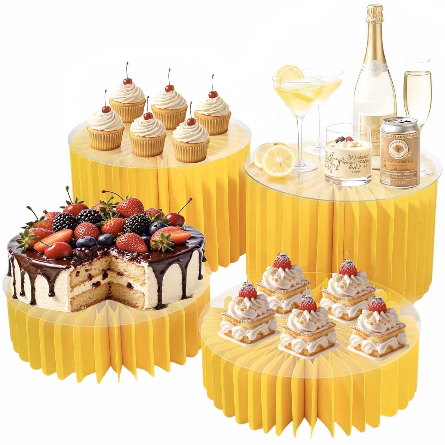 Set di 4 piedistalli rialzati per buffet, ideali per torte e snack