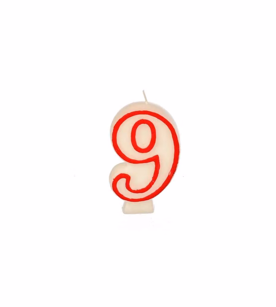 Candele per compleanno 7,3 cm bianco "9"