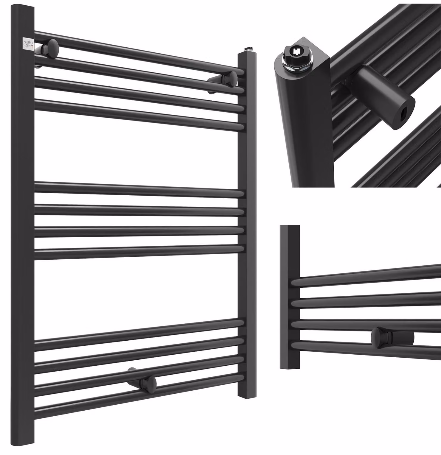 Granitan - Radiatore da bagno - Scaldasalviette - 80x60 cm - Nero - Scaldasalviette - PUERTO