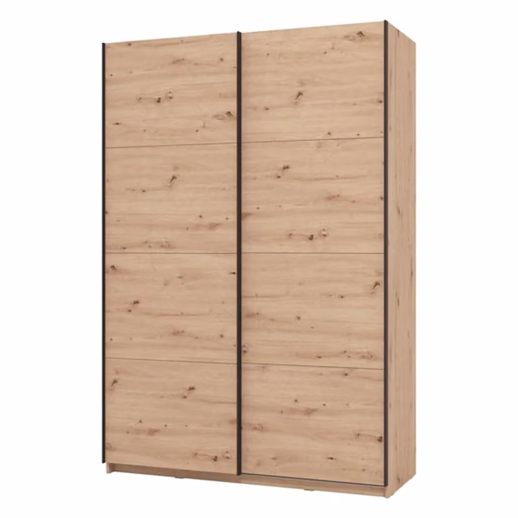 Armadio da camera da letto DMORA Tredozio con ante scorrevoli, moderno, colore marrone rovere e nero, L: 145.5 cm, H: 218 cm – 2