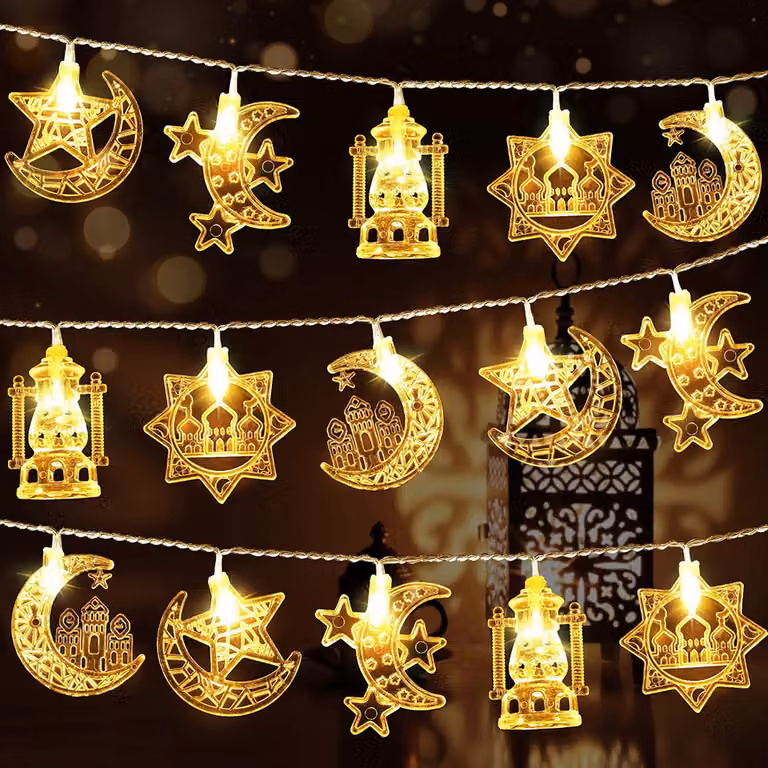 Musulmano Ramadan luci fata 3M 20LED Eid Ramadan lanterne luci fata decorazione a batteria stelle luna luci Eid Mubarak decorazione lampada