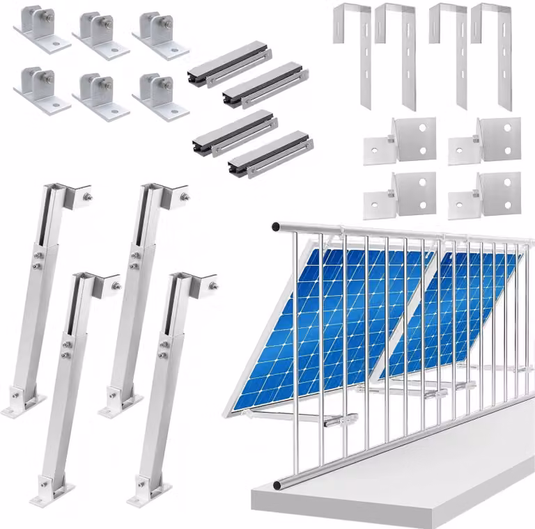 Staffa per pannello solare per 2 moduli solari Pannello solare PV Staffa regolabile per centrale elettrica da balcone Staffa per balcone Supporto per balcone Attacco per area di balcone