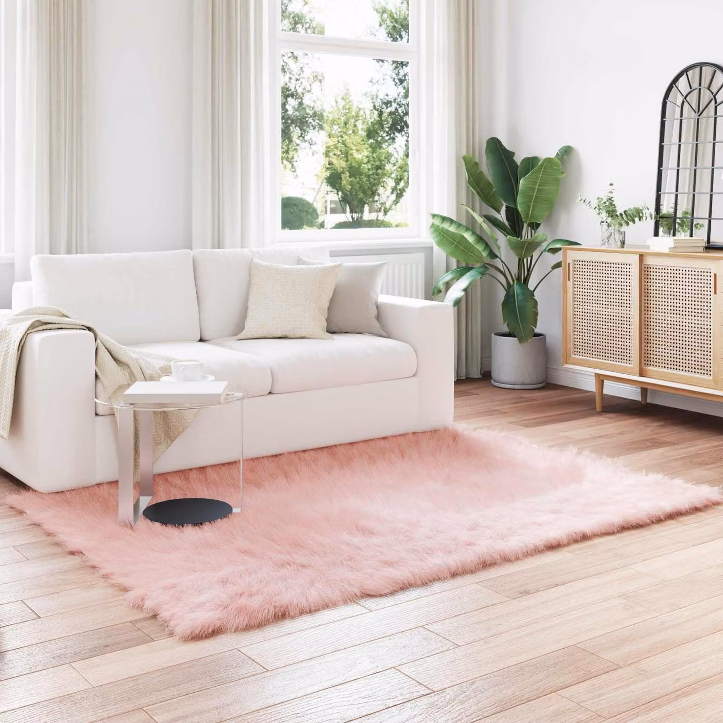 Tappeto moderno vidaXL in poliestere rosa, L: 140 cm, P: 200 cm