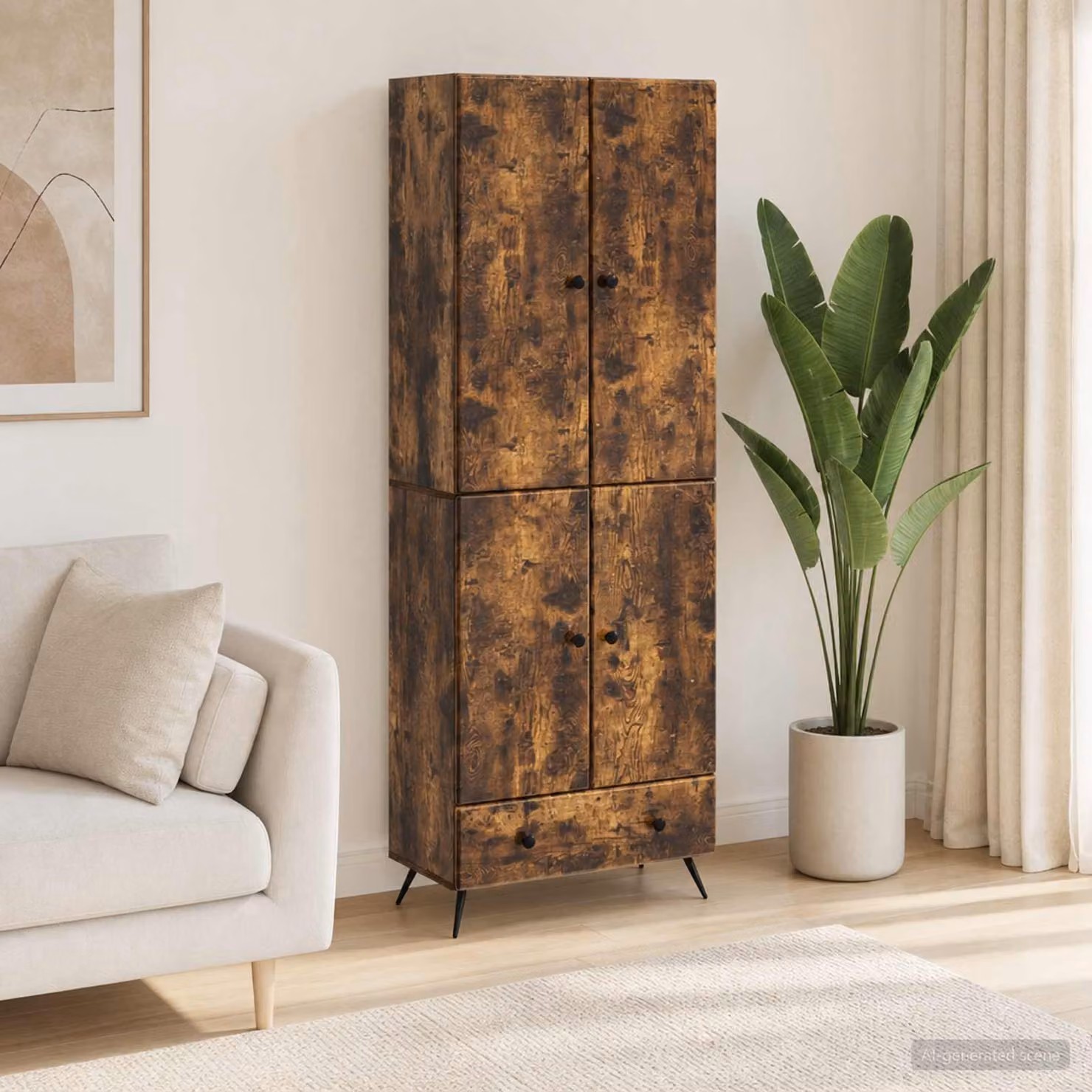 Set di 2 armadi moderni vidaXL in legno e MDF color marrone con ante a battente, cassetti e ripiani interni, H: 195 cm, L: 95 cm, P: 34,5 cm