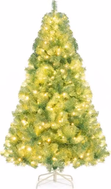 Albero di Natale artificiale preilluminato con 250 luci LED bianco caldo, verde, altezza: 180 cm