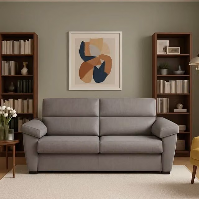 Divano Giffone Made in Italy a 3 posti con rivestimento sfoderabile in tessuto Grigio L: 225 cm, P: 95 cm, H: 45 cm