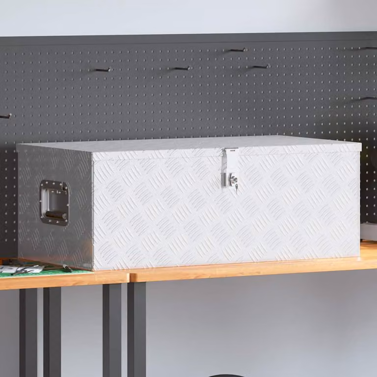 Contenitore portaoggetti vidaXL in alluminio argento L 90 cm x P 47 cm x H 33,5 cm