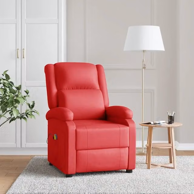 Poltrona relax reclinabile vidaXL in similpelle rossa con braccioli e struttura in legno e metallo