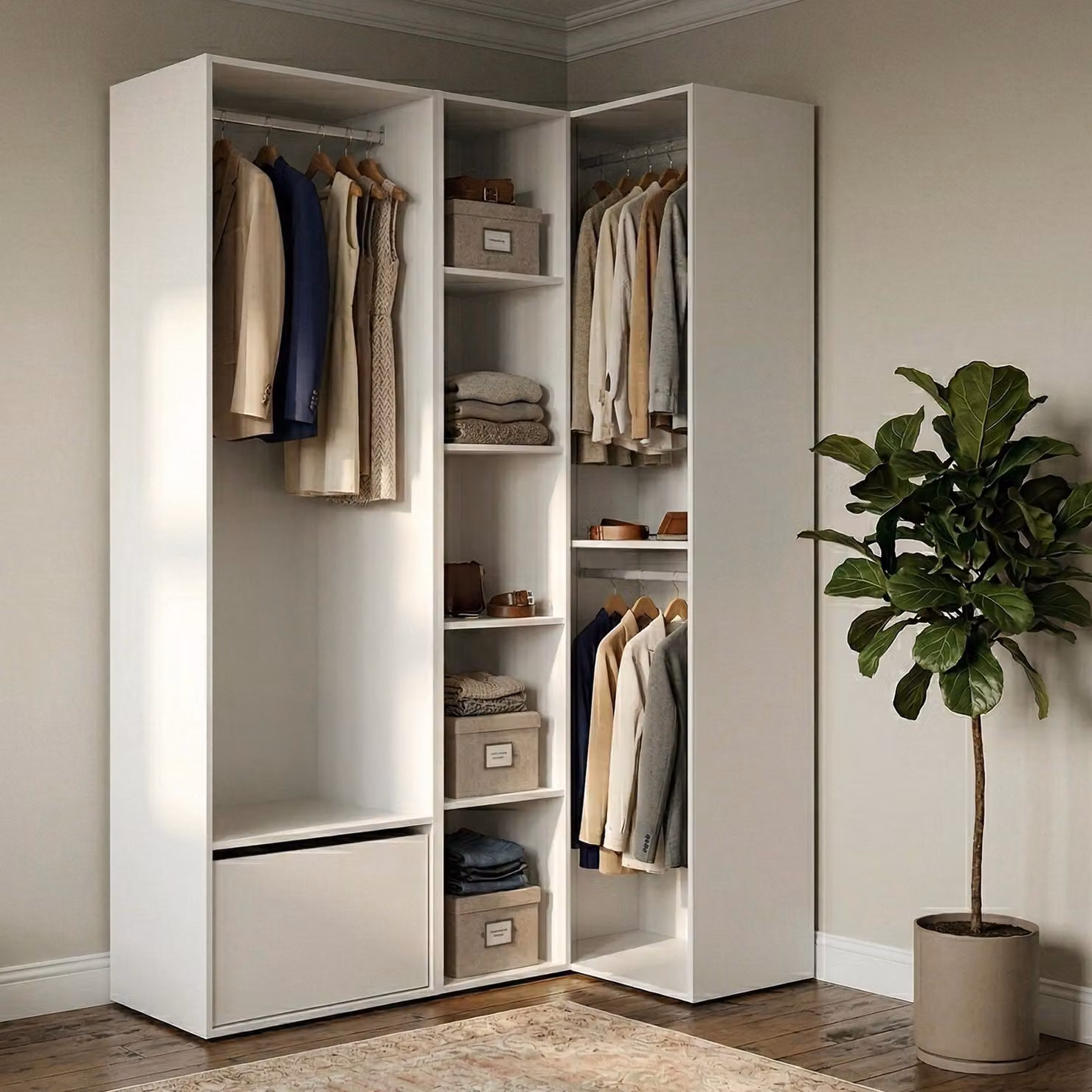 Dmora Guardaroba Grande Tobias 84.5x205h cm Bianco, Appendiabiti Un'anta