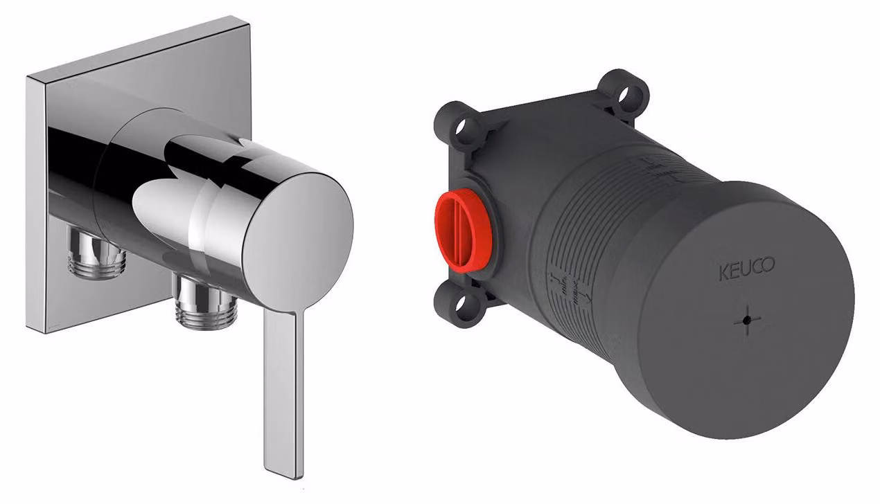 KEUCO IXMO Pure Mitigeur monocommandé pour douche, set encastré avec raccord de flexible, avec corps d'encastrement, rosace carrée, 59552019522, 59552019522