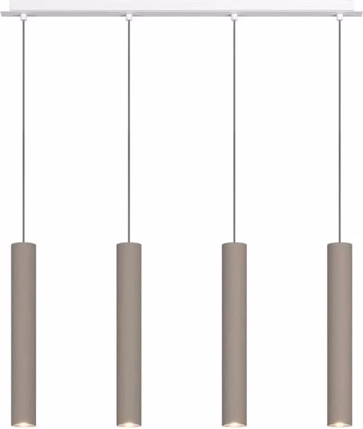 Lampadario Industrial-Minimal Xeana Metallo Bianco Marrone 4 Luci Gu10