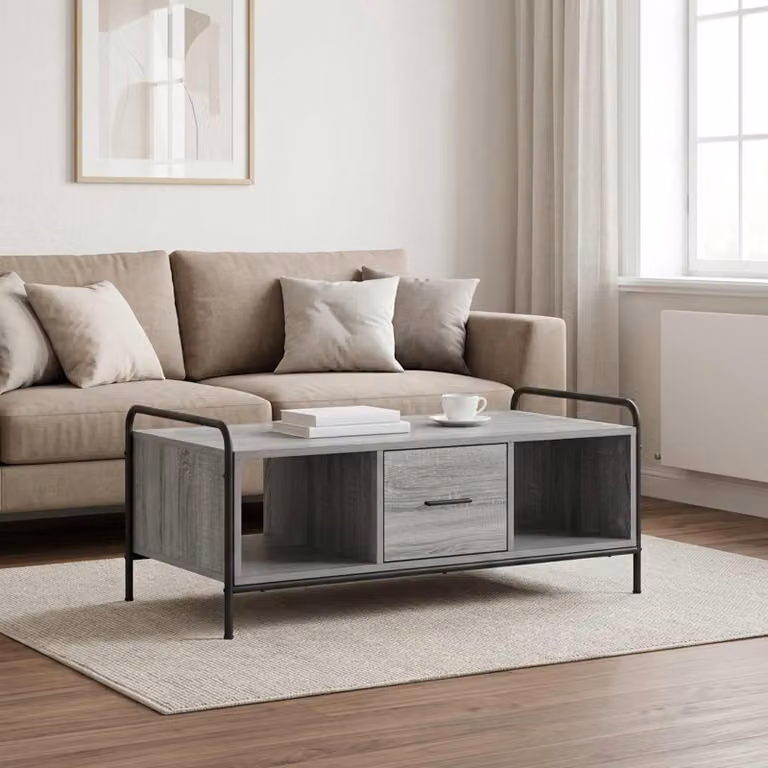 vidaXL Tavolino da salotto Sonoma grigio 99,5 x 49 x 41 cm