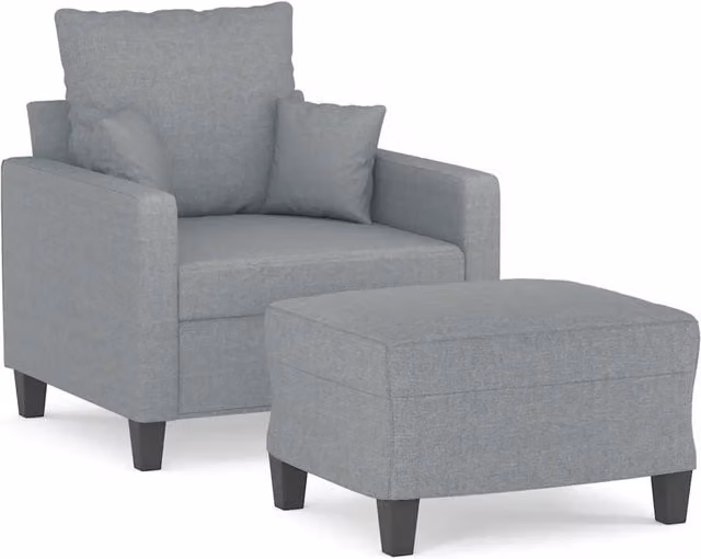 Divano Sedia-Poltrona con Poggiapiedi Grigio Chiaro 60 cm in Tessuto 424766