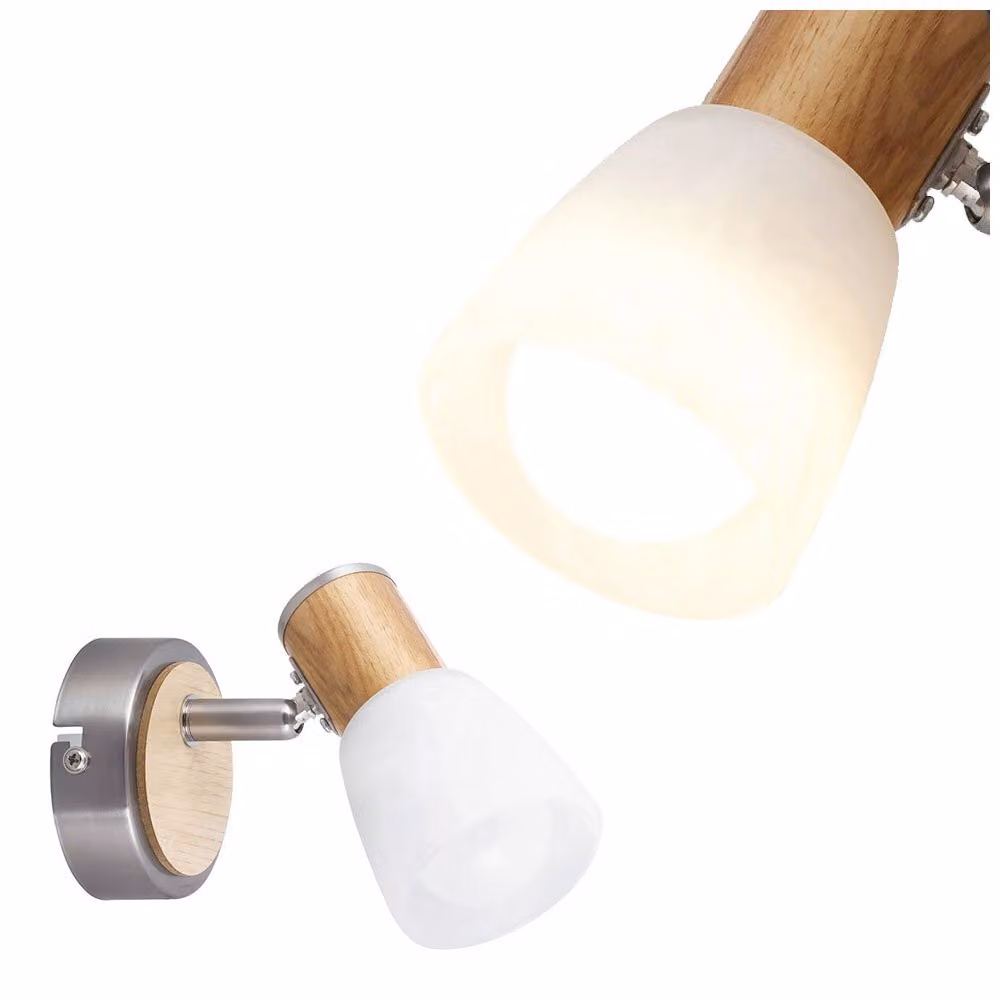 Rabalux 6486 Faretto da soffitto 1 punto Gavin, E14 in legno, bianco-argento, stile scandinavo