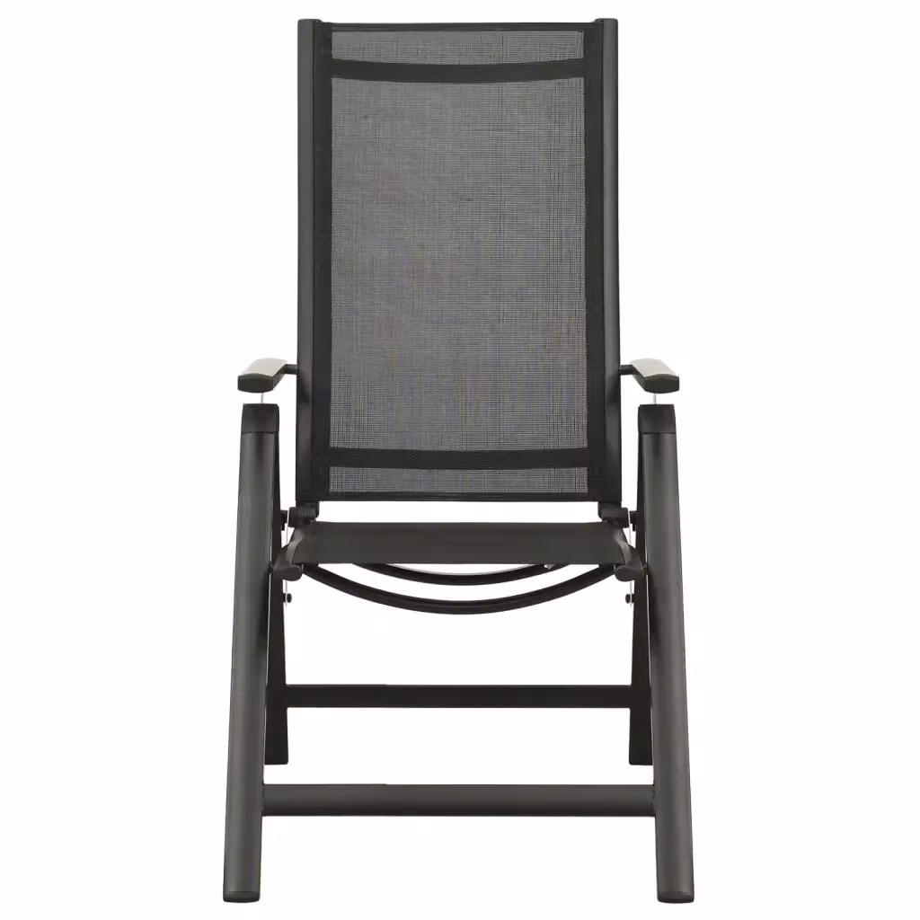 Set di 2 sedie pieghevoli da giardino vidaXL in alluminio verniciato e textilene nero – 2