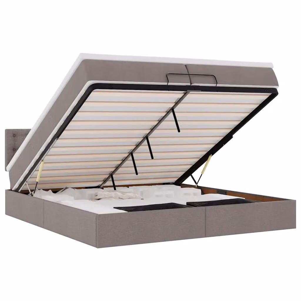 Struttura Letto con Materasso e Contenitore a Sollevamento vidaXL, Colore Tortora, L 200 x P 200 x H 280 cm – 2