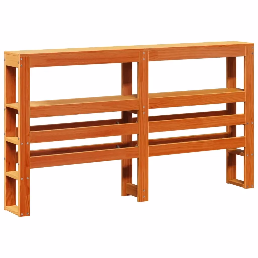 Testiera con ripiani contenitore Design Mania in legno massello di pino color marrone cera L: 141 cm – 2