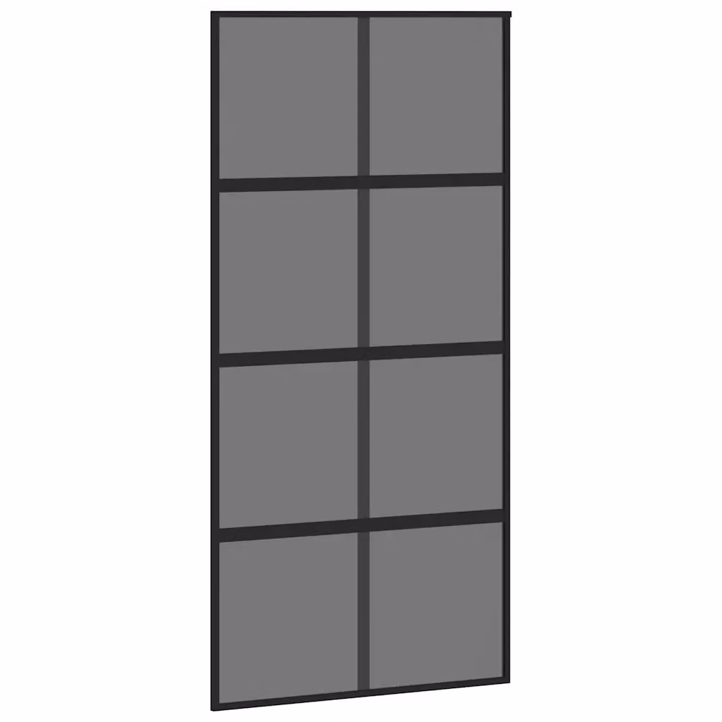 Porta Scorrevole vidaXL in Vetro Temperato Trasparente e Alluminio Nero L: 102,5 cm, H: 205 cm – 2