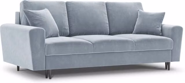 Divano convertibile con contenitore Kyoto Cosmopolitan Design a 3 posti in velluto azzurro L: 235 cm, P: 88 cm, H: 80 cm – 1