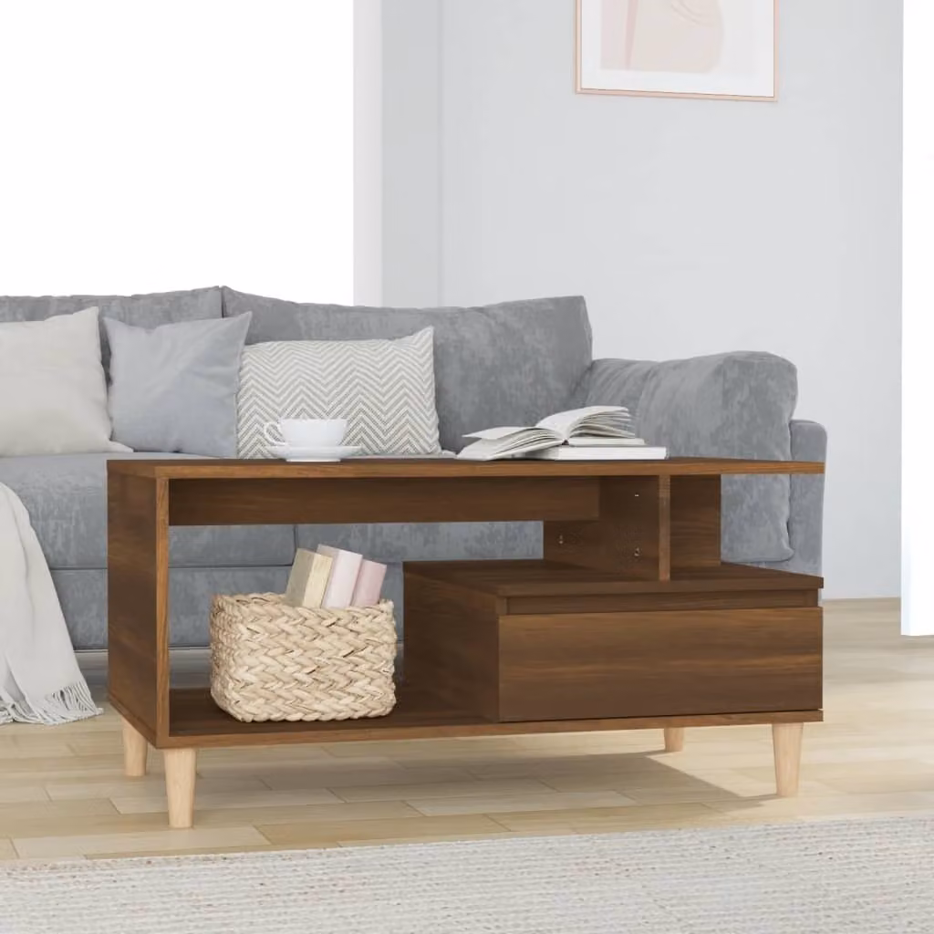 Maison Exclusive - Tavolino da salotto effetto rovere marrone 90x49x45 cm Materiale ligneo