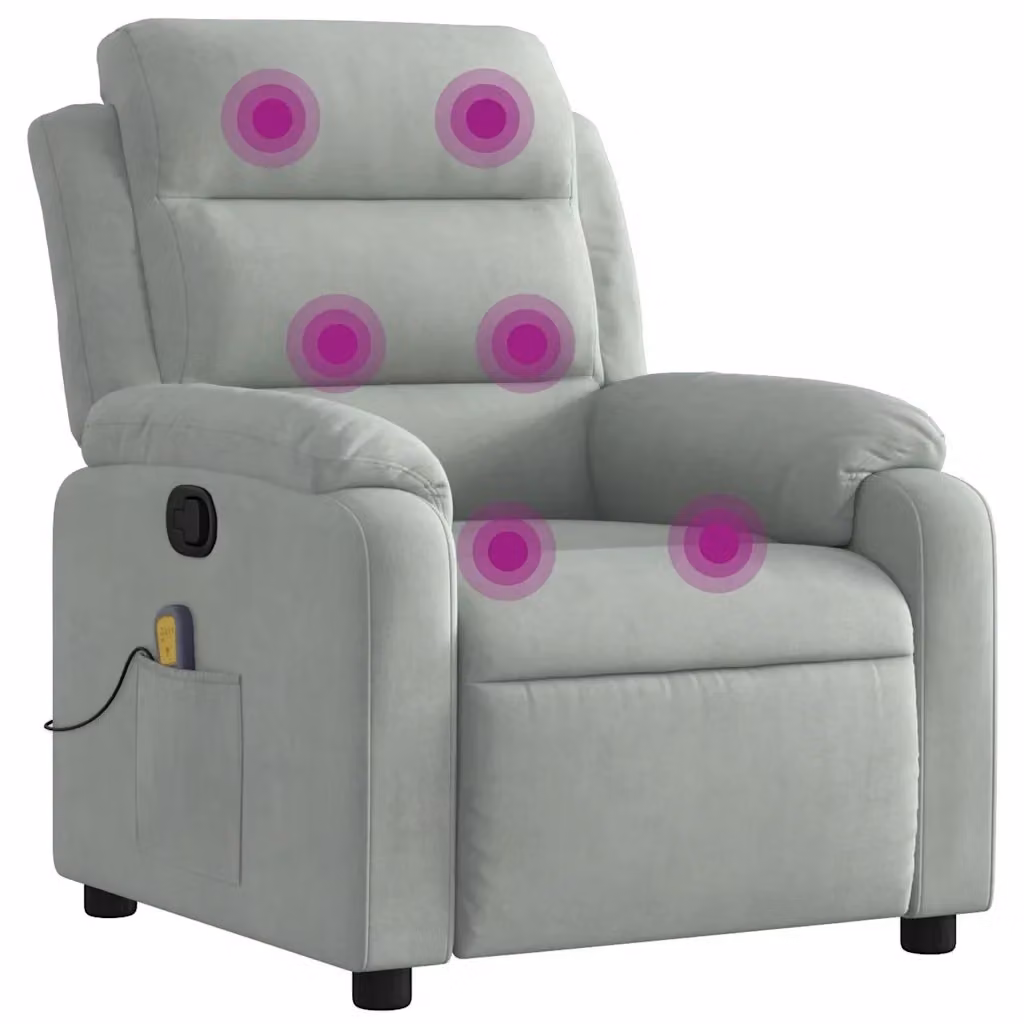 Poltrona Relax Reclinabile vidaXL in Velluto Grigio con Braccioli e Imbottitura in Schiuma – 2