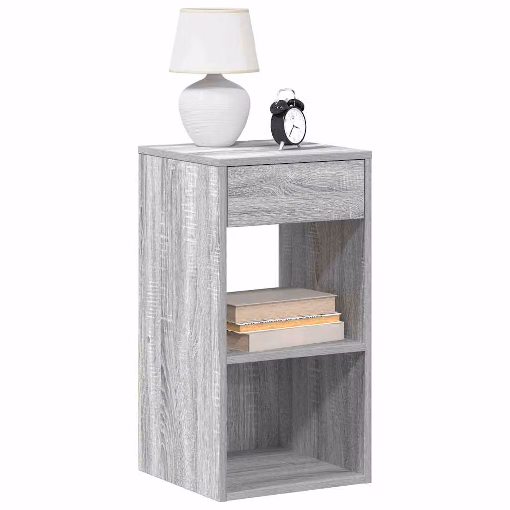 Set di 2 comodini con cassetto vidaXL in stile moderno, colore grigio, L 35 cm x P 34 cm x H 66,5 cm