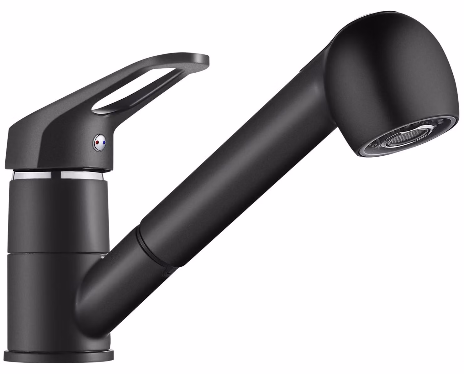 Rubinetto da cucina estraibile con doccetta a due getti, miscelatore per lavello girevole a 360°, colore nero