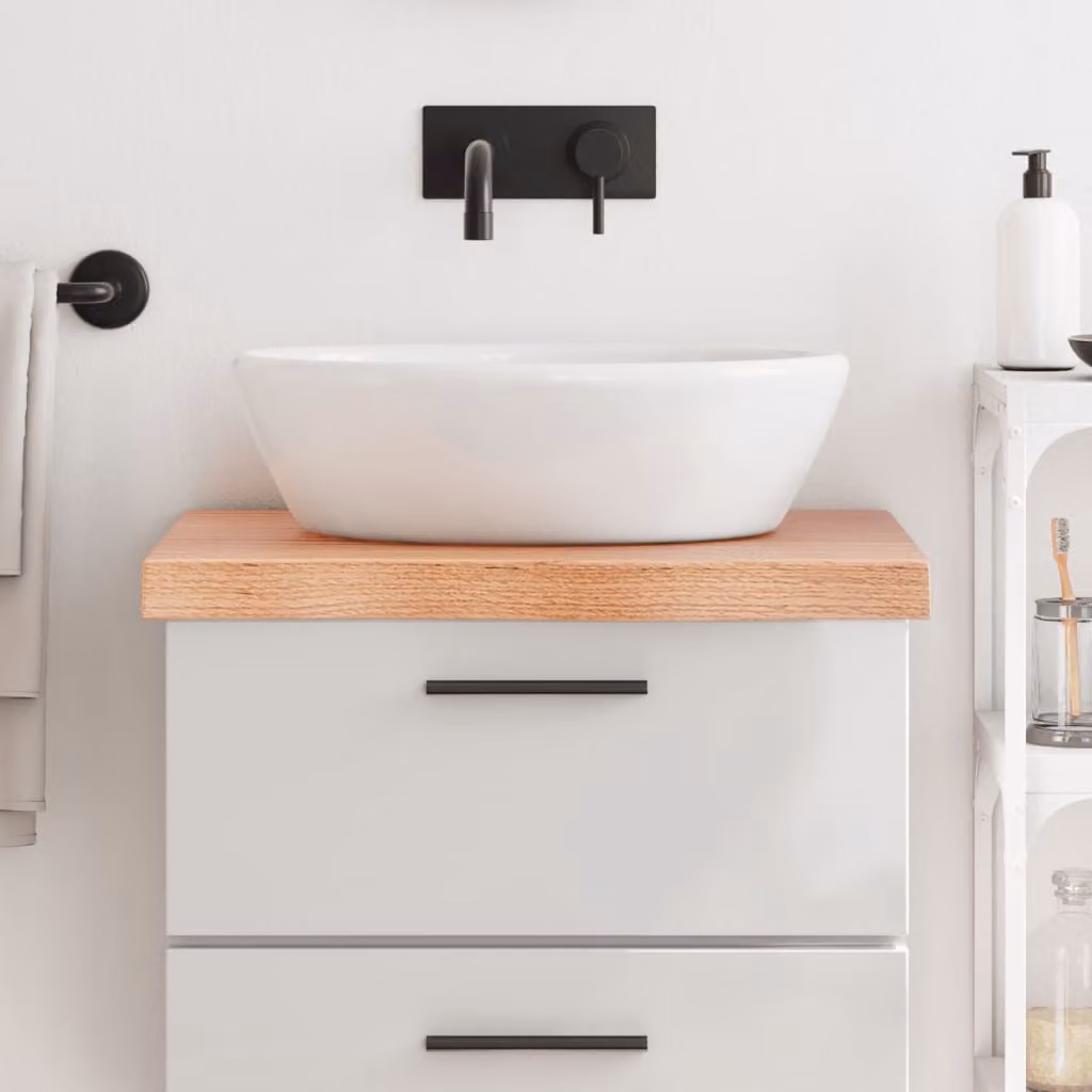 Piano Bagno vidaXL in Legno Massello Trattato Marrone L: 60 cm, P: 50 cm, H: 2-6 cm